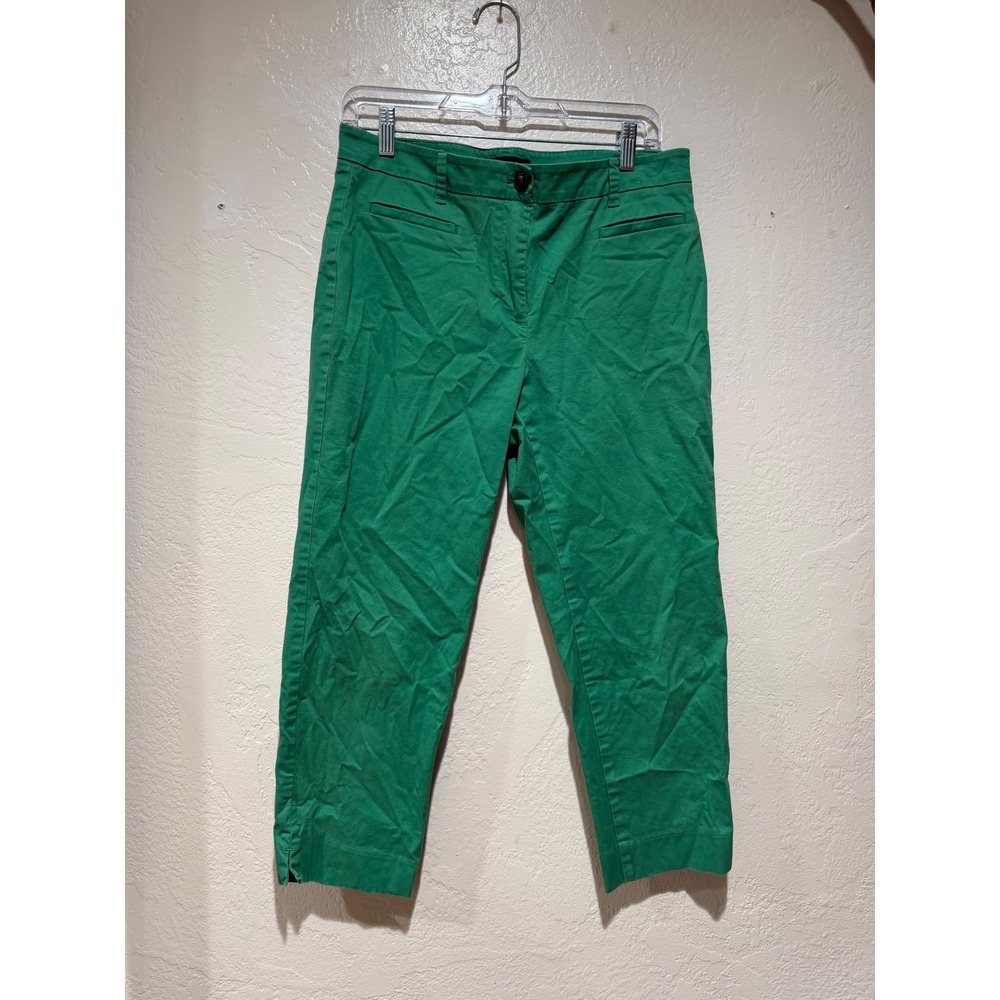 Ann Taylor Curvy Cropped Pants 8P Kelly Green Mid Rise Straight Leg Trousers